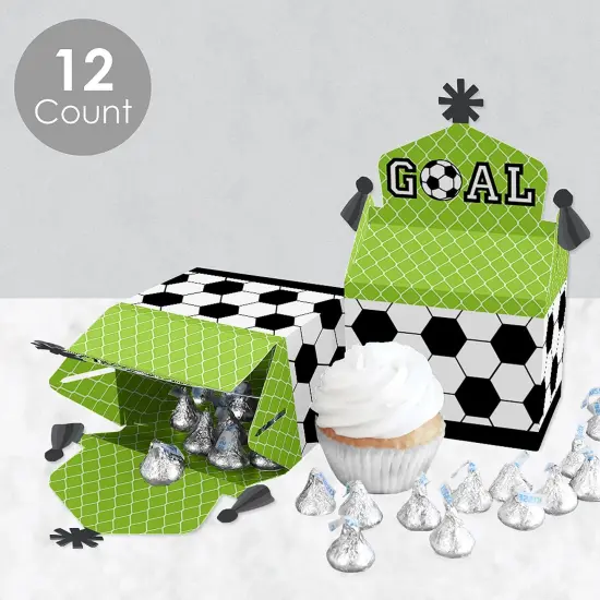 Big Dot of Happiness Goaaal - Soccer - Treat Box Party Favors - Baby Shower or Birthday Party Goodie Gable Boxes - Set of 12 {4}