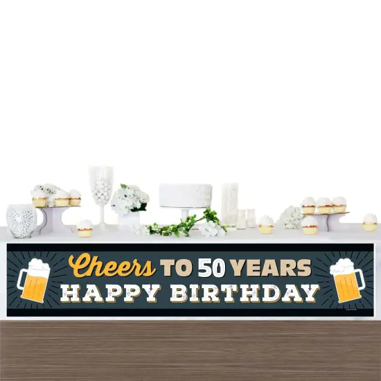 Big Dot of Happiness Cheers and Beers to 50 Years - Happy 50th Birthday Decorations Party Banner {4}