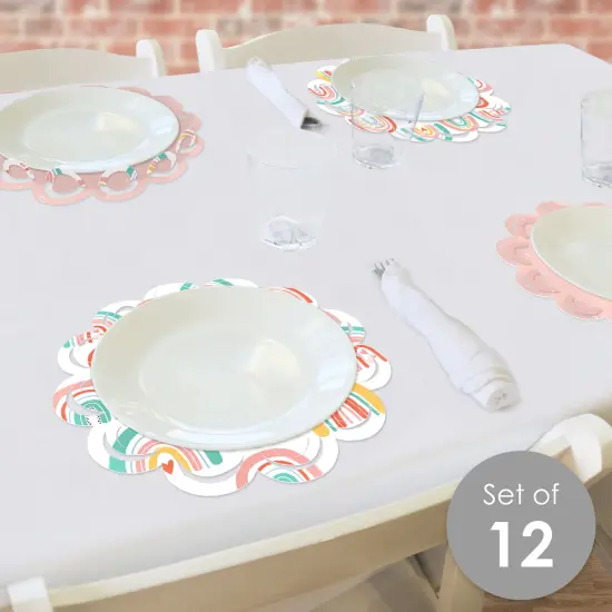 Big Dot of Happiness Hello Rainbow - Boho Baby Shower and Birthday Party Round Table Decorations - Paper Chargers - Place Setting For 12 {3}