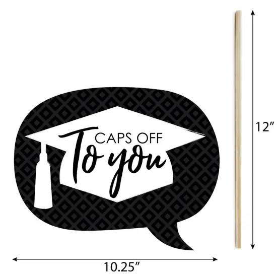 Big Dot of Happiness Funny Black and White Graduation Party Photo Booth Props Kit - 10 Piece {6}