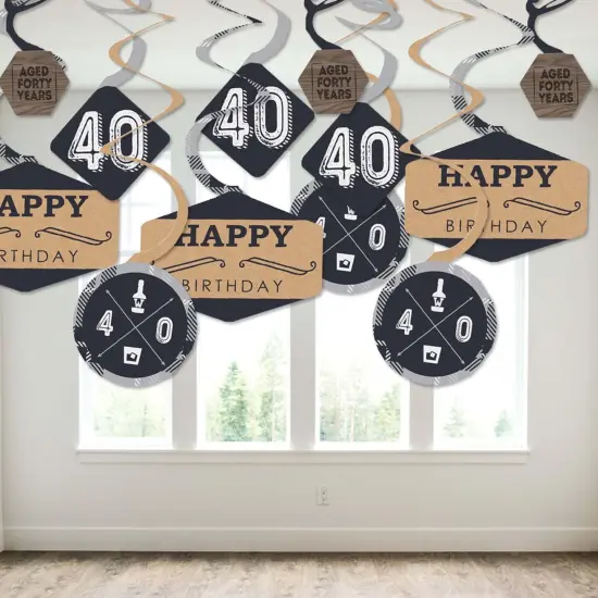 Big Dot of Happiness 40th Milestone Birthday - Birthday Party Hanging Decor - Party Decoration Swirls - Set of 40 {4}