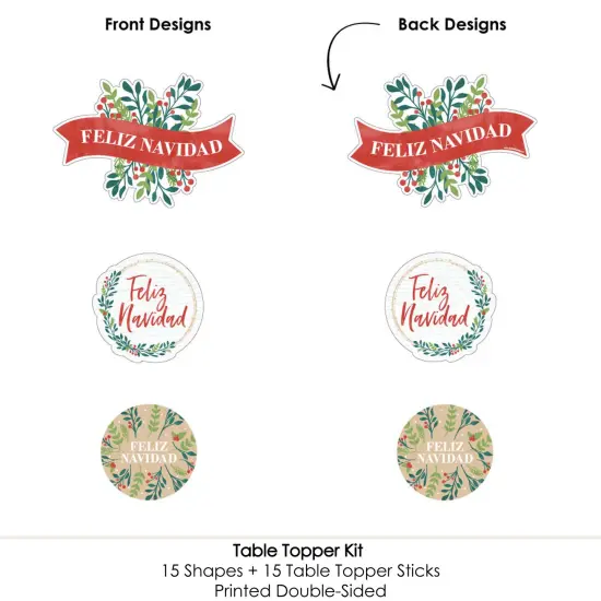 Big Dot of Happiness Feliz Navidad - Holiday and Spanish Christmas Party Centerpiece Sticks - Table Toppers - Set of 15 {6}