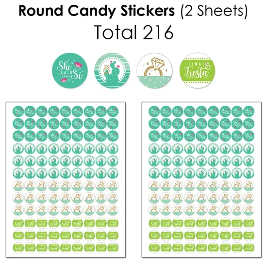 Big Dot of Happiness Final Fiesta - Last Fiesta Bachelorette Party Candy Favor Sticker Kit - 304 Pieces {6}