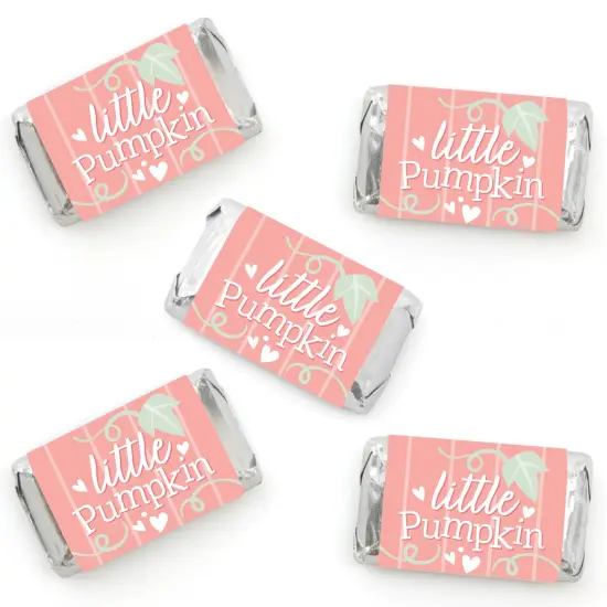 Big Dot of Happiness Girl Little Pumpkin - Mini Candy Bar Wrapper Stickers - Fall Birthday Party or Baby Shower Small Favors - 40 Count {1}