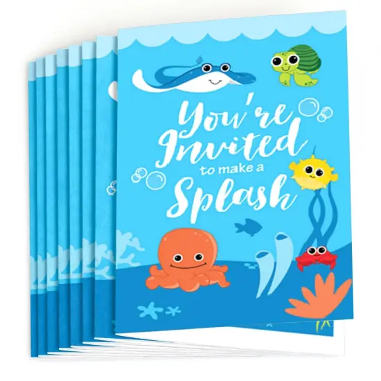Big Dot of Happiness Under the Sea Critters - Fill-in Birthday Party or Baby Shower Invitations (8 Count) {3}