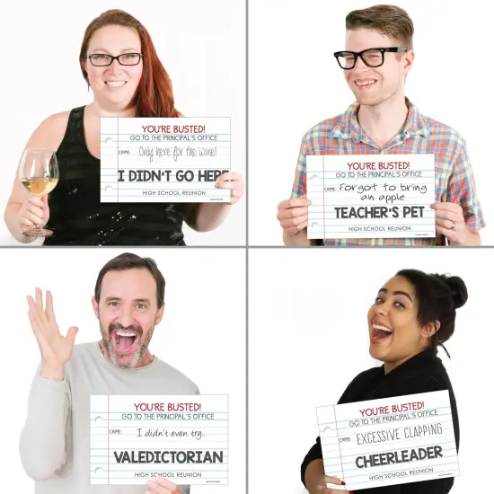 Big Dot of Happiness Class Reunion Detention Mug Shots - Class Reunion Photo Booth Props Party Mugshot Signs - 20 Count {4}