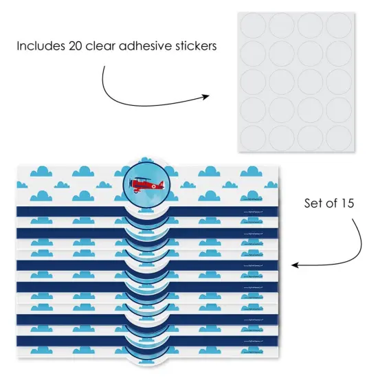 Big Dot of Happiness Taking Flight - Airplane - DIY Party Supplies - Plane Baby Shower or Birthday Party DIY Wrapper Favors & Decorations - Set of 15 {3}