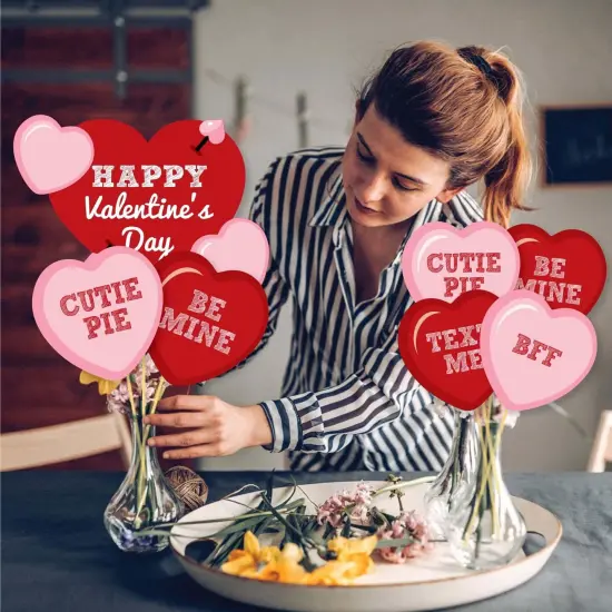 Big Dot of Happiness Conversation Hearts - Valentine's Day Party Centerpiece Sticks - Showstopper Table Toppers - 35 Pieces {4}