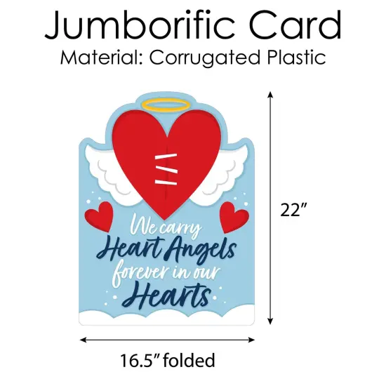 Big Dot of Happiness Heart Angel - Sympathy Giant Greeting Card - Big Shaped Jumborific Card {6}
