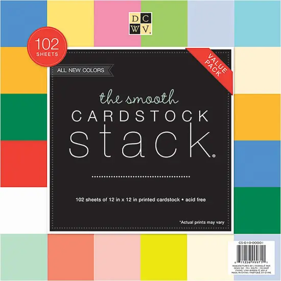 DCWV Single-Sided Cardstock Stack 12"X12" 102/Pkg-Smooth Solid {1}