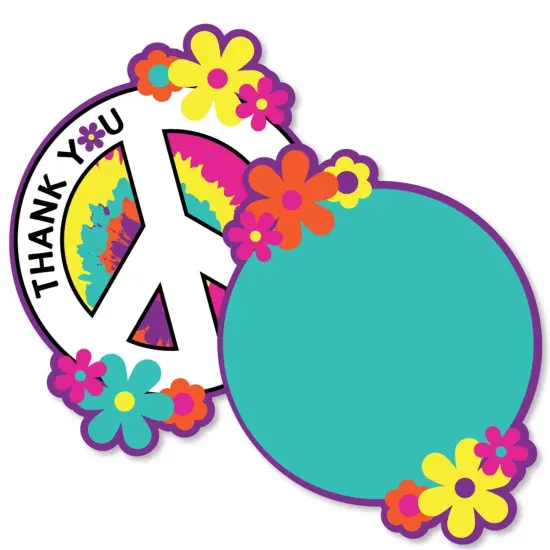 Big Dot of Happiness 60's Hippie - Shaped Thank You Cards - 1960s Groovy Party Thank You Note Cards with Envelopes - Set of 12 {1}