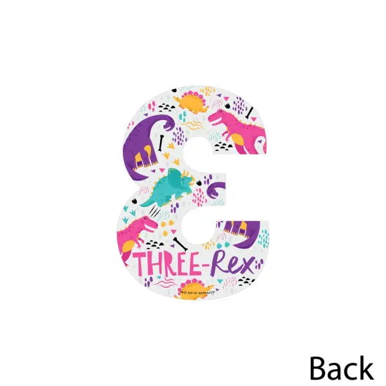 Big Dot of Happiness 3rd Birthday Roar Dinosaur Girl - Three Shaped Decorations DIY Three Rex Dino Third Birthday Party Essentials - Set of 20 {4}
