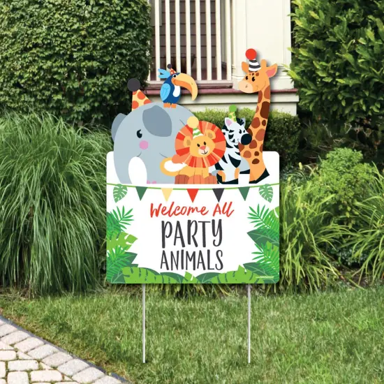 Big Dot of Happiness Jungle Party Animals - Party Decorations - Safari Zoo Animal Birthday Party or Baby Shower Welcome Yard Sign {1}
