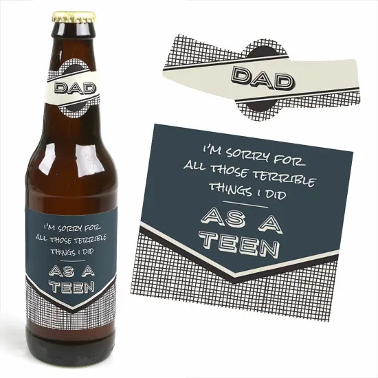 Big Dot of Happiness Dad, I Must Confess - "Here's To You Brew" Decorations for Men - 6 Beer Bottle Label Stickers and 1 Carrier {4}