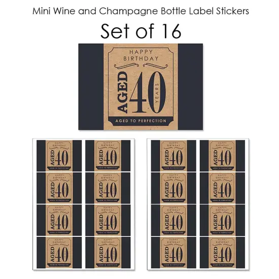Big Dot of Happiness 40th Milestone Birthday - Mini Wine and Champagne Bottle Label Stickers - Birthday Party Favor Gift for Women and Men - Set of 16 {7}