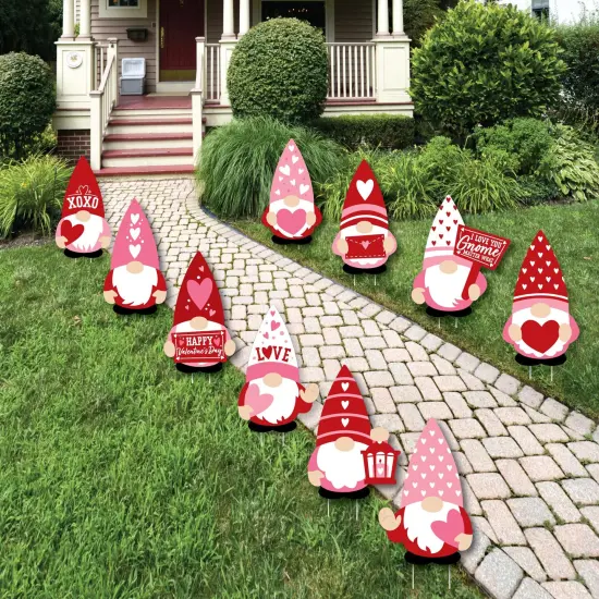 Big Dot of Happiness Valentine Gnomes - Lawn Decorations - Outdoor Valentine's Day Party Yard Decorations - 10 Piece {1}