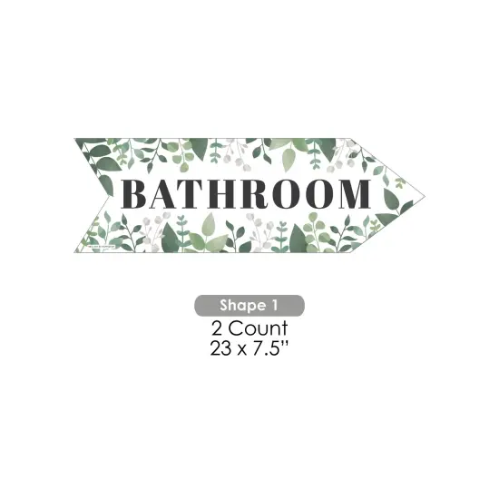 Big Dot of Happiness Boho Botanical Wedding Bathroom Signs - Greenery Sign Arrow - Double Sided Directional Yard Signs - Set of 2 Bathroom Signs {7}