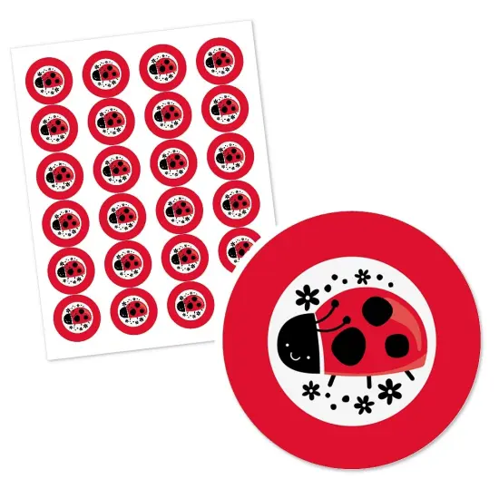 Big Dot of Happiness Happy Little Ladybug - Baby Shower or Birthday Party Circle Sticker Labels - 24 Count {3}