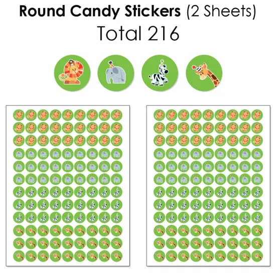 Big Dot of Happiness Jungle Party Animals - Safari Zoo Animal Birthday Party or Baby Shower Candy Favor Sticker Kit - 304 Pieces {6}