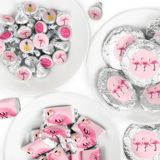 Big Dot of Happiness Pink Flamingo - Party Like a Pineapple - Tropical Summer Party Candy Favor Sticker Kit - 304 Pieces {1}