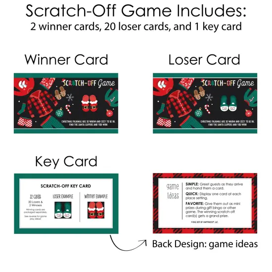 Big Dot of Happiness Christmas Pajamas - Holiday Plaid PJ Party Game Scratch Off Cards - 22 Count {6}