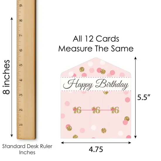 Big Dot of Happiness Sweet 16 - 16th Birthday Party Game Pickle Cards - Pull Tabs 3-in-a-Row - Set of 12 {7}