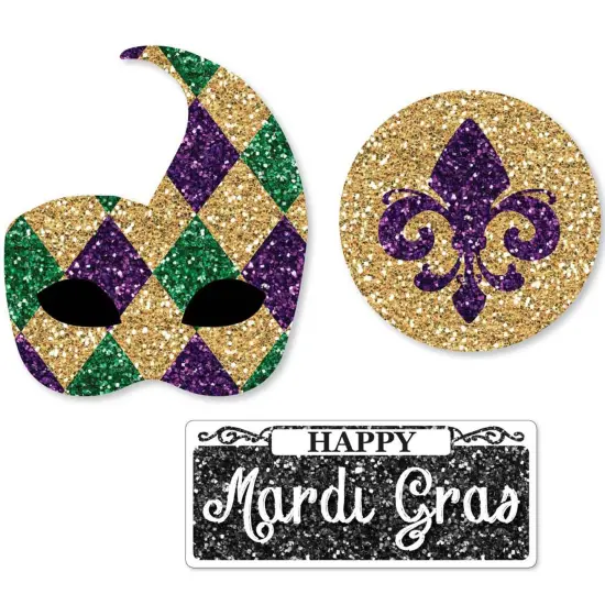 Big Dot of Happiness Mardi Gras - DIY Shaped Masquerade Party Cut-Outs - 24 Count {1}