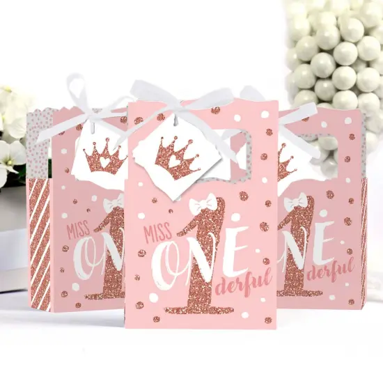 Big Dot of Happiness 1st Birthday Little Miss Onederful - Girl First Birthday Party Favor Boxes - Set of 12 {4}