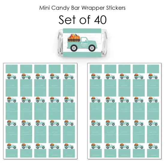 Big Dot of Happiness Happy Fall Truck - Mini Candy Bar Wrapper Stickers - Harvest Pumpkin Party Small Favors - 40 Count {4}