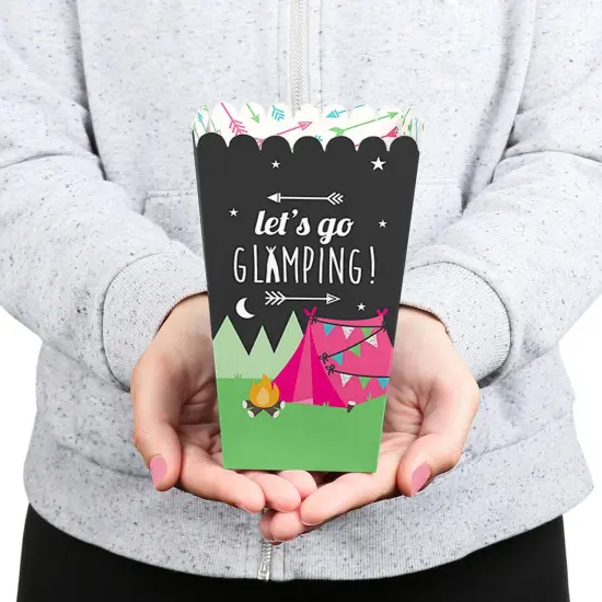 Big Dot of Happiness Let's Go Glamping - Camp Glamp Party or Birthday Party Favor Popcorn Treat Boxes - Set of 12 {6}
