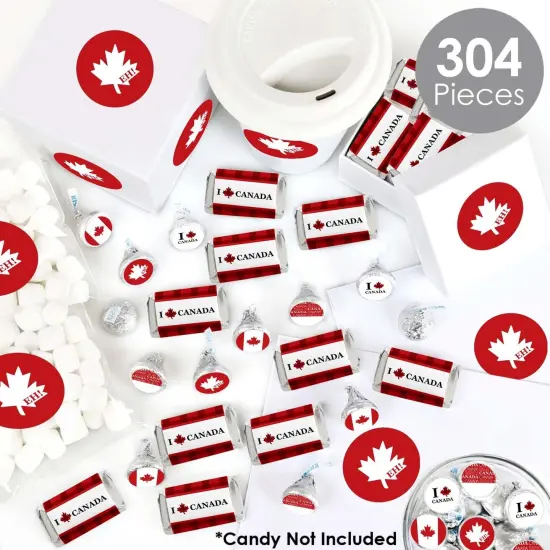 Big Dot of Happiness Canada Day - Mini Candy Bar Wrappers, Round Candy Stickers & Circle Stickers - Canada Party Candy Favor Sticker Kit - 304 Pieces {3}