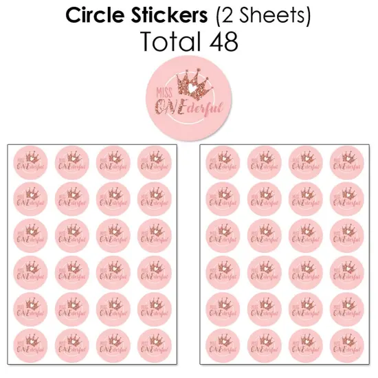 Big Dot of Happiness 1st Birthday Little Miss Onederful - Girl First Birthday Party Candy Favor Sticker Kit - 304 Pieces {7}