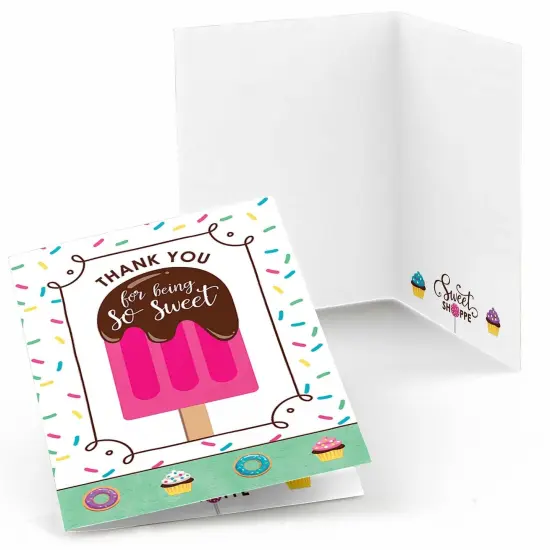 Big Dot of Happiness Sweet Shoppe - Candy and Bakery Birthday Party or Baby Shower Thank You Cards (8 count) {1}