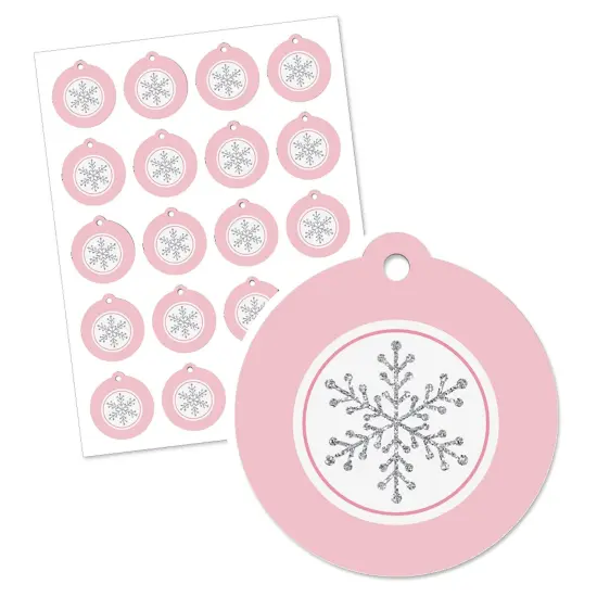 Big Dot of Happiness Pink Winter Wonderland - Holiday Snowflake Birthday Party or Baby Shower Favor Gift Tags (Set of 20) {3}