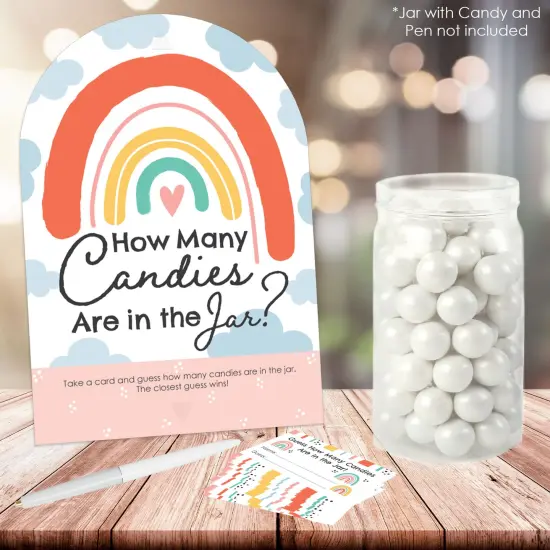 Big Dot of Happiness Hello Rainbow - How Many Candies Boho Baby Shower and Birthday Party Game - 1 Stand and 40 Cards - Candy Guessing Game {3}
