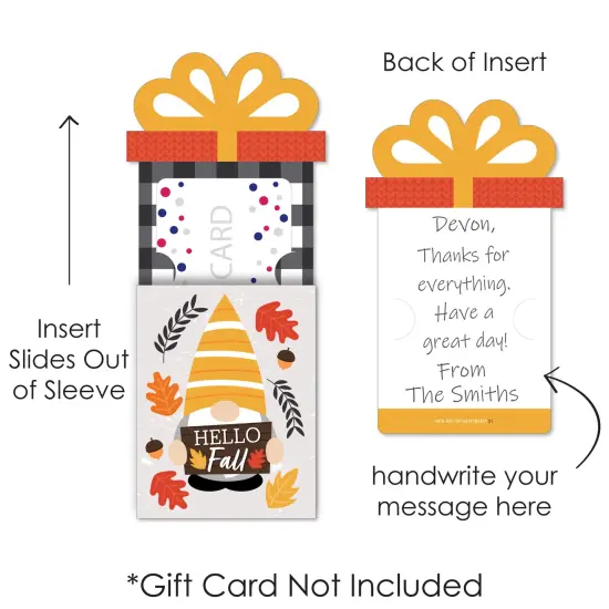 Big Dot of Happiness Fall Gnomes - Autumn Harvest Party Money and Gift Card Sleeves - Nifty Gifty Card Holders - Set of 8 {7}