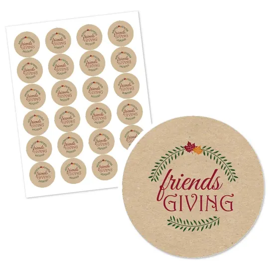 Big Dot of Happiness Friends Thanksgiving Feast - Friendsgiving Party Circle Sticker Labels - 24 Count {3}