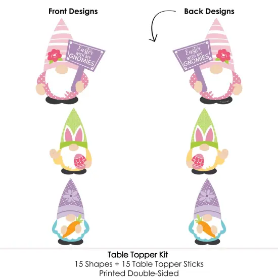 Big Dot of Happiness Easter Gnomes - Spring Bunny Party Centerpiece Sticks - Table Toppers - Set of 15 {6}