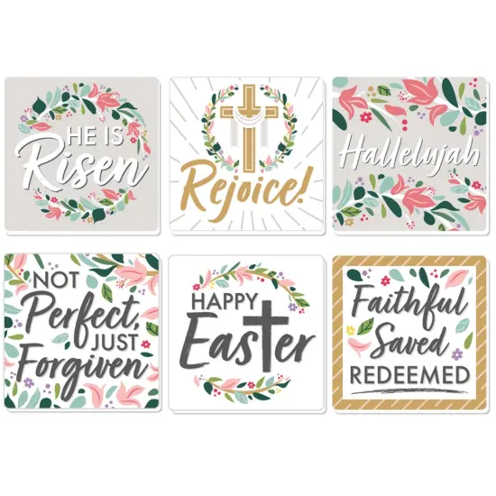 Big Dot of Happiness Religious Easter - Christian Holiday Party Decorations - Drink Coasters - Set of 6 {1}