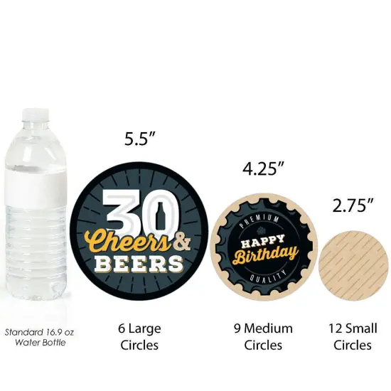 Big Dot of Happiness Cheers and Beers to 30 Years - 30th Birthday Party Giant Circle Confetti - Party Decorations - Large Confetti 27 Count {4}