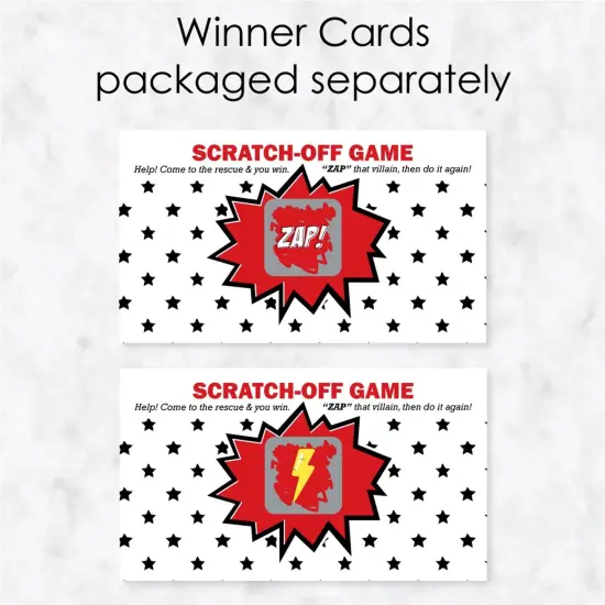 Big Dot of Happiness Bam Superhero - Baby Shower or Birthday Party Game Scratch Off Cards - 22 Count {4}