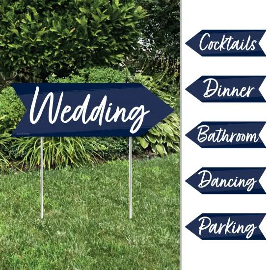 Big Dot of Happiness Navy Blue Elegantly Simple - Arrow Wedding and Receptions Direction Signs - Double Sided Outdoor Yard Signs - Set of 6 {1}