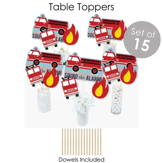Big Dot of Happiness Fired Up Fire Truck - Firefighter Firetruck Baby Shower or Birthday Party Supplies - Banner Decoration Kit - Fundle Bundle {7}