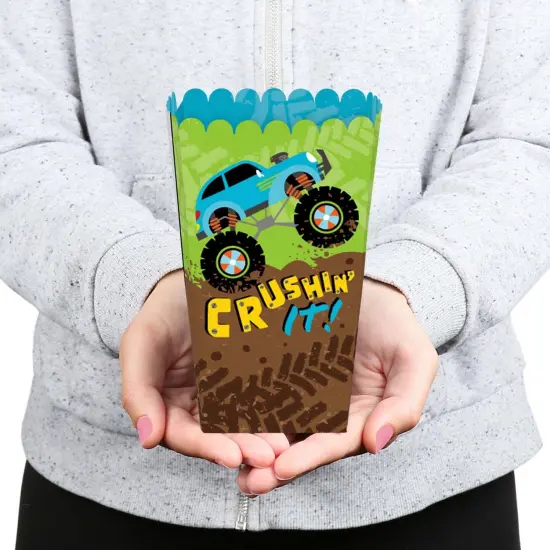 Big Dot of Happiness Smash and Crash - Monster Truck - Boy Birthday Party Favor Popcorn Treat Boxes - Set of 12 {6}