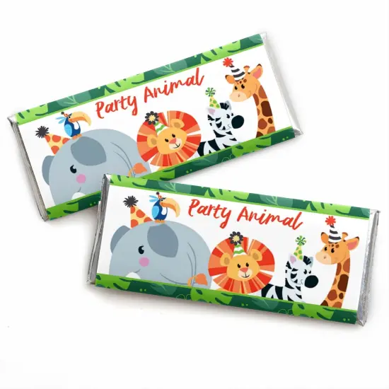 Big Dot of Happiness Jungle Party Animals - Candy Bar Wrapper Safari Zoo Animal Birthday Party or Baby Shower Favors - Set of 24 {1}