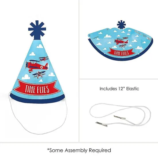 Big Dot of Happiness Taking Flight - Airplane - Mini Cone Vintage Plane Baby Shower or Birthday Party Hats - Small Little Party Hats - Set of 8 {4}