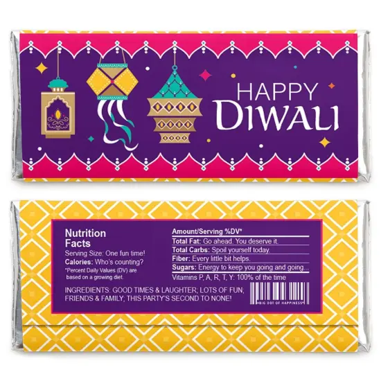 Big Dot of Happiness Happy Diwali - Candy Bar Wrapper Festival of Lights Party Favors - Set of 24 {3}