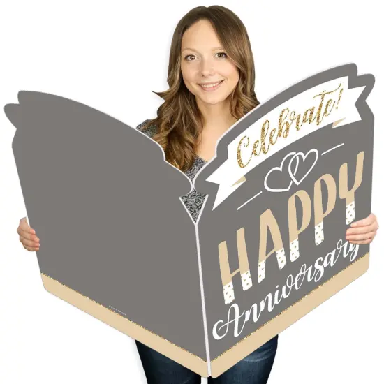 Big Dot of Happiness Happy Anniversary - Gold Wedding Anniversary Congratulations Giant Greeting Card - Big Shaped Jumborific Card {1}