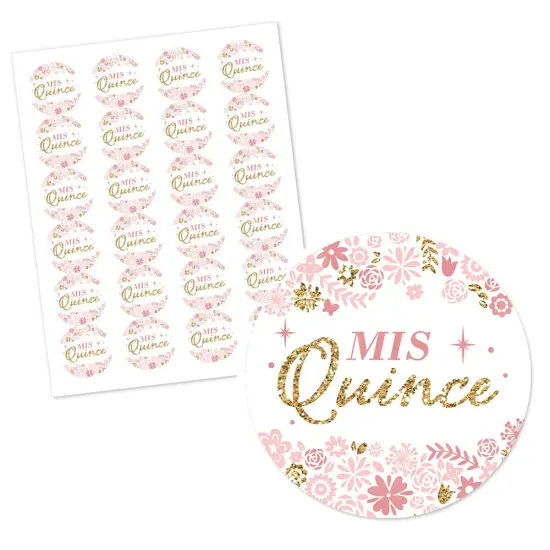 Big Dot of Happiness Mis Quince Anos - Quinceanera Sweet 15 Birthday Party Circle Sticker Labels - 24 Count {3}
