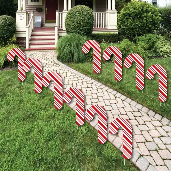Big Dot of Happiness Candy Cane Lawn Decorations - Outdoor Holiday and Christmas Yard Decorations - 10 Piece {1}